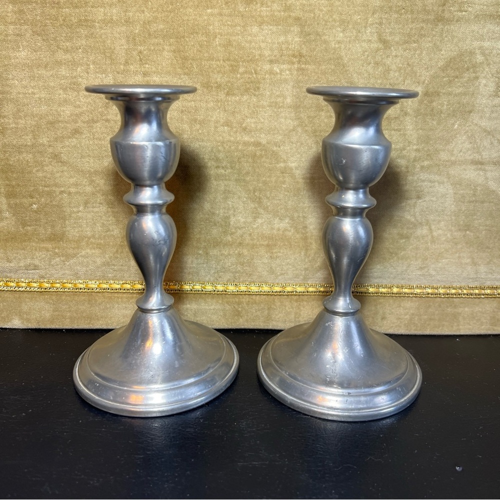 Vintage Web Pewter Weighted Candlesticks Classic Set of 2 6.5”